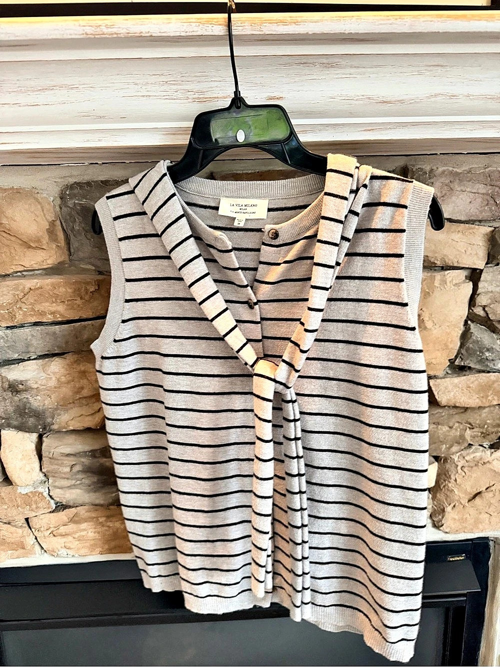 La Vila Milano Striped Cardigan in Gray & Black Size Medium Like New